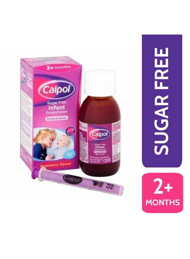 Calpol Sugar Free Infant Suspension 2+ Month Strawberry Flavour, 200ml - Image 2